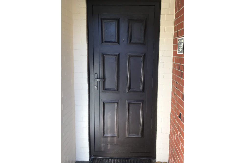 Classic styled residential door in black